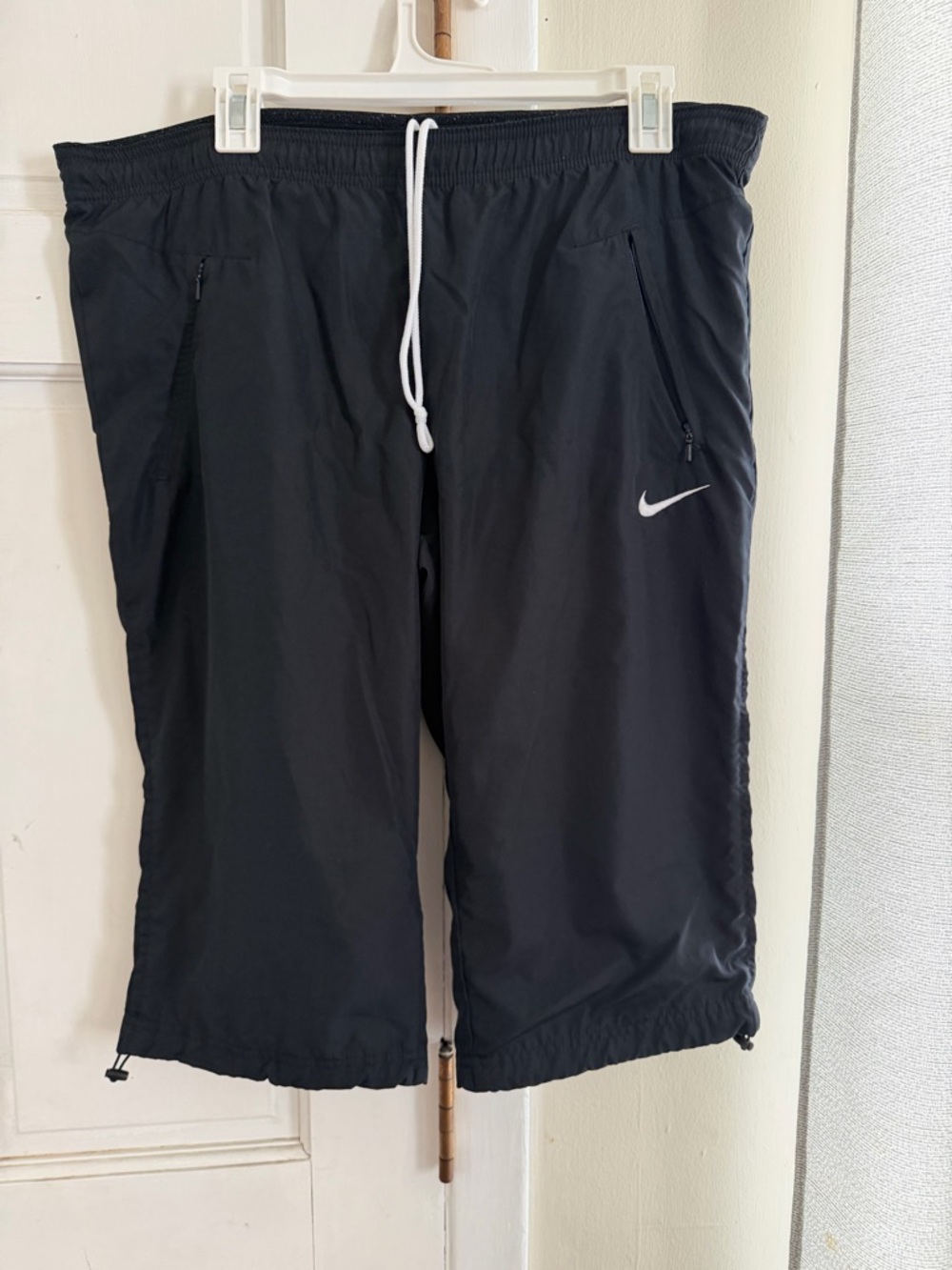 Nike Men’s Black Athletic Shorts with White Drawstring